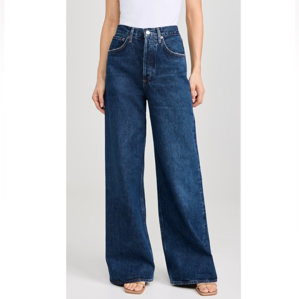 AGOLDE Dame High Rise Wide Leg Dark Blue Denim Jeans